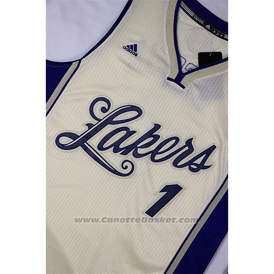Maglia Natale 2015 Los Angeles Lakers D'Angelo Russell #1 Bianco